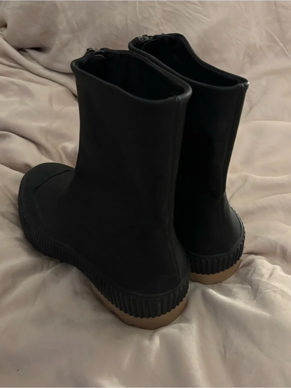 Zara Black Front-Zip Women's Rain Boots